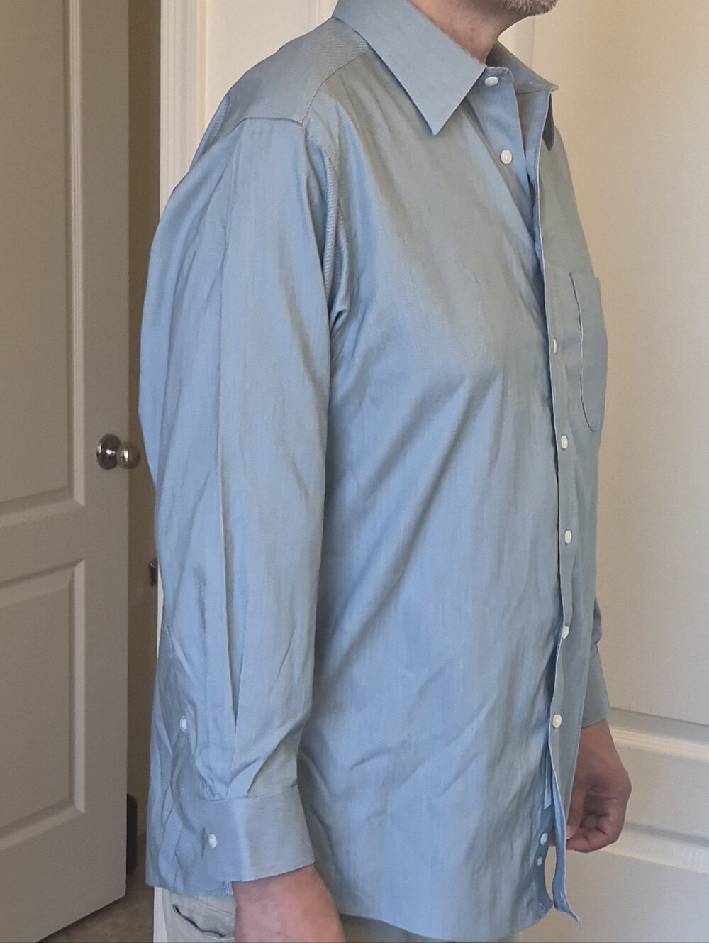 Gold Label Roundtree& Yorke Fitted, Non Iron, EZ Wash 100% Dobby Button Up Shirt